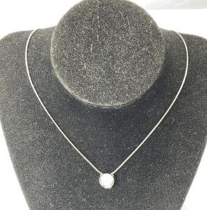 Skagen Silvertone Necklace with White Accent